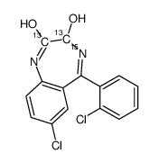 7-chloro-5-(2-chlorophenyl)-3-hydroxy-1,3-dihydro-1,4-benzodiazepin-2-one结构式