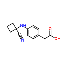 {4-[(1-Cyanocyclobutyl)amino]phenyl}acetic acid Structure