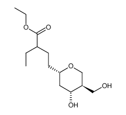 2-Ethyl-4-((2S,4R,5R)-4-hydroxy-5-hydroxymethyl-tetrahydro-pyran-2-yl)-butyric acid ethyl ester Structure