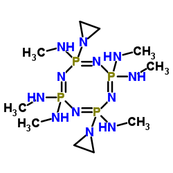 1,5-bis(1-aziridinyl)gem-1,3,3',5,7,7'-hexakis(methylamino)-2,4,6,8,1,3,5,7-tetraazatetraphosphocine structure