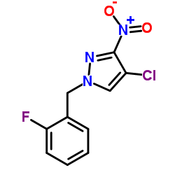 4-CHLORO-1-(2-FLUORO-BENZYL)-3-NITRO-1H-PYRAZOLE Structure