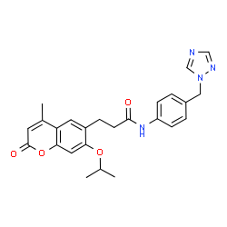 3-[4-methyl-2-oxo-7-(propan-2-yloxy)-2H-chromen-6-yl]-N-[4-(1H-1,2,4-triazol-1-ylmethyl)phenyl]propanamide结构式