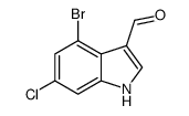 4-溴-6-氯-1H-吲哚-3-甲醛结构式