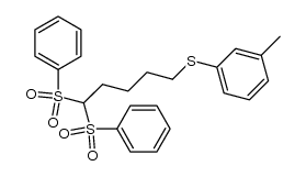 1,1-bis(benzenesulphonyl)-5-(3-methylbenzenethio)pentane结构式