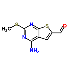 4-amino-2-methylsulfanyl-thieno[2,3-d]pyrimidine-6-carbaldehyde结构式