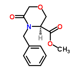 (R)-4-benzyl-5-oxomorpholine-3-carboxylic acid methyl ester structure