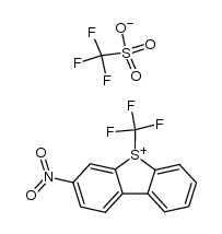 3-nitro-S-(trifluoromethyl)dibenzothiophenium triflate结构式