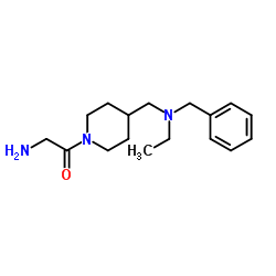 2-Amino-1-(4-{[benzyl(ethyl)amino]methyl}-1-piperidinyl)ethanone结构式