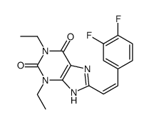 1H-Purine-2,6-dione, 3,7-dihydro-1,3-diethyl-8-(2-(3,4-difluorophenyl) ethenyl)-, (E)- Structure