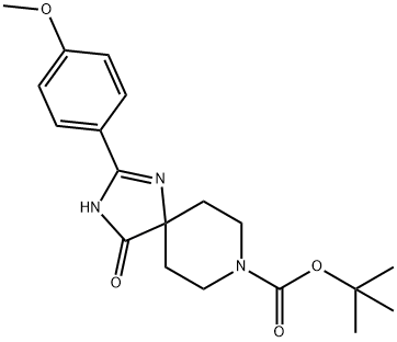 tert-Butyl2-(4-methoxyphenyl)-4-oxo-1,3,8-triazaspiro[4.5]dec-1-ene-8-carboxylate Structure
