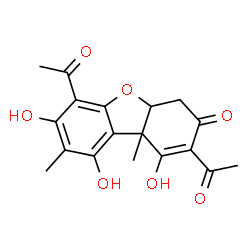 2,6-Diacetyl-4a,9b-dihydro-3,7,9-trihydroxy-8,9b-dimethyldibenzofuran-1(4H)-one Structure