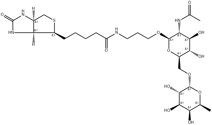 Fucα(1-6)GlcNAc-β-propylbiotinamide Structure