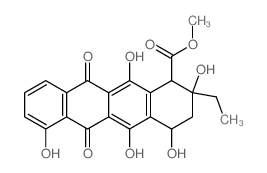 1-Naphthacenecarboxylicacid, 2-ethyl-1,2,3,4,6,11-hexahydro-2,4,5,7,12-pentahydroxy-6,11-dioxo-,methyl ester, (1R,2R,4S)-结构式