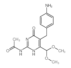 N-[5-[(4-aminophenyl)methyl]-4-(dimethoxymethyl)-6-oxo-3H-pyrimidin-2-yl]acetamide结构式