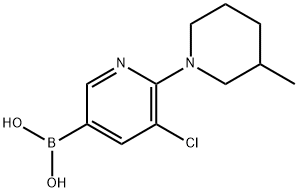 5-Chloro-6-(3-methylpiperidin-1-yl)pyridine-3-boronic acid结构式