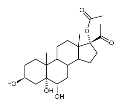 17-acetoxy-3β,5,6β-trihydroxy-5α-pregnan-20-one结构式