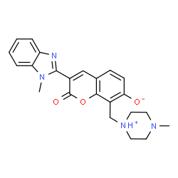 7-hydroxy-3-(1-methyl-1H-benzo[d]imidazol-2-yl)-8-((4-methylpiperazin-1-yl)methyl)-2H-chromen-2-one Structure
