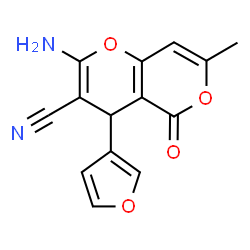 2-AMINO-4-FURAN-3-YL-7-METHYL-5-OXO-4H,5H-PYRANO[4,3-B]PYRAN-3-CARBONITRILE structure