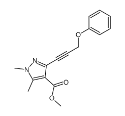 1,5-Dimethyl-3-(3-phenoxy-prop-1-ynyl)-1H-pyrazole-4-carboxylic acid methyl ester Structure
