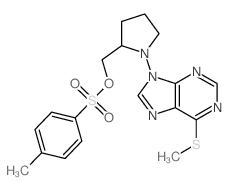 9-[2-[(4-methylphenyl)sulfonyloxymethyl]pyrrolidin-1-yl]-6-methylsulfanyl-purine structure
