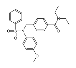 4-[[N-(benzenesulfonyl)-4-methoxyanilino]methyl]-N,N-diethylbenzamide结构式