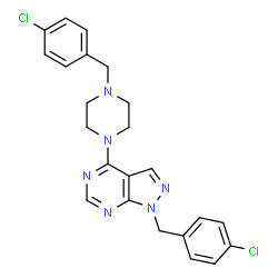 1-(4-chlorobenzyl)-4-(4-(4-chlorobenzyl)piperazin-1-yl)-1H-pyrazolo[3,4-d]pyrimidine结构式