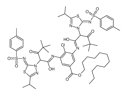 dodecyl 4-chloro-3,5-bis[[4,4-dimethyl-2-[5-(isopropyl)-2-[[(4-tolyl)sulphonyl]imino]-1,3,4-thiadiazole-3(2H)-yl]-1,3-dioxopentyl]amino]benzoate结构式