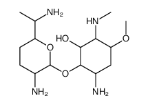 2-Amino-1-O-(2,6-diamino-2,3,4,6,7-pentadeoxy-β-L-lyxo-heptopyranosyl)-4-O-methyl-5-methylamino-2,3,5-trideoxy-D-allo-inositol Structure