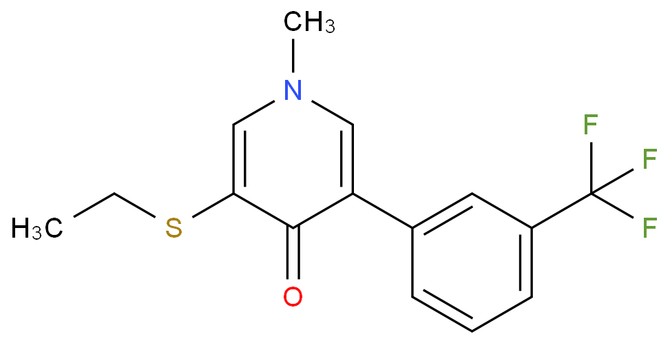 3-(ethylsulfanyl)-1-methyl-5-[3-(trifluoromethyl)phenyl]pyridin-4(1H)-one结构式