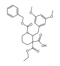 2-(3,5-Dimethoxy-benzyl)-piperidine-1,3,3-tricarboxylic acid 1-benzyl ester 3-ethyl ester结构式