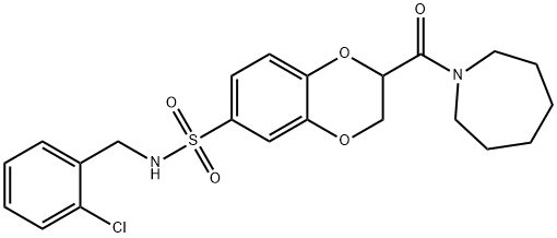 2-(1-Azepanylcarbonyl)-N-(2-chlorobenzyl)-2,3-dihydro-1,4-benzodioxine-6-sulfonamide Structure