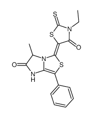 3-ethyl-5-(3-methyl-2-oxo-7-phenyl-2,3-dihydro-1H,5H-imidazo<1,2-c>thiazol-5-ylidene)-2-thioxothiazolidin-4-one Structure