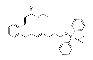 ethyl (2E)-3-(2-(7-((tert-butyldiphenylsilyl)oxy)-4-methylhept-3-en-1-yl)phenyl)acrylate Structure