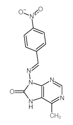6-methyl-9-[(4-nitrophenyl)methylideneamino]-7H-purin-8-one结构式