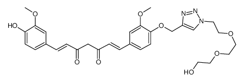 (1E,6E)-1-(4-hydroxy-3-methoxyphenyl)-7-(4-((1-(2-(2-(2-hydroxyethoxy)ethoxy)ethyl)-1H-1,2,3-triazol-4-yl)methoxy)-3-methoxyphenyl)hepta-1,6-diene-3,5-dione结构式