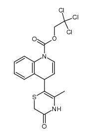 5-methyl-6-[1-(2,2,2-trichloroethoxycarbonyl)-1,4-dihydro-4-quinolinyl]-2H-1,4-thiazin-3(4H)-one结构式