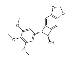 (1S,2R)-2-(3,4,5-Trimethoxy-phenyl)-1,2-dihydro-4,6-dioxa-cyclobuta[f]inden-1-ol结构式