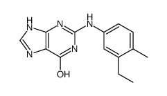 2-(3-ethyl-4-methylanilino)-3,7-dihydropurin-6-one结构式