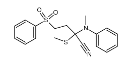 2-(methyl(phenyl)amino)-2-(methylthio)-4-(phenylsulfonyl)butanenitrile结构式