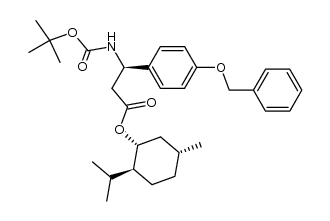 (1R,2S,5R)-2-isopropyl-5-methylcyclohexyl (R)-3-(4-(benzyloxy)phenyl)-3-((tert-butoxycarbonyl)amino)propanoate结构式