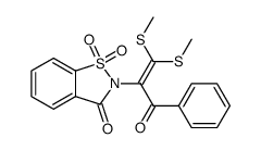 2-(1,1-bis(methylthio)-3-oxo-3-phenylprop-1-en-2-yl)benzo[d]isothiazol-3(2H)-one 1,1-dioxide Structure