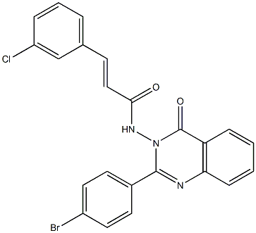2-Propenamide, N-[2-(4-bromophenyl)-4-oxo-3(4H)-quinazolinyl]-3-(3-chlorophenyl)-, (2E)- Structure