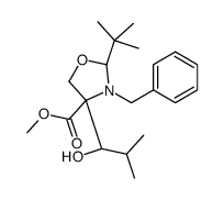 methyl (2R,4R)-3-benzyl-2-tert-butyl-4-[(1S)-1-hydroxy-2-methylpropyl]-1,3-oxazolidine-4-carboxylate结构式