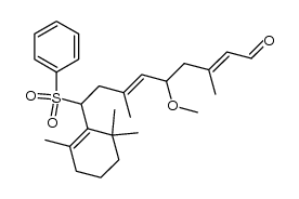 3,7-dimethyl-5-methoxy-9-phenylsulfonyl-9-[2,6,6-trimethylcyclohex-1-enyl]nona-2,6-dienal Structure