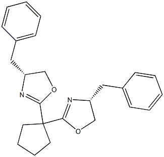 (4R,4'R)-2,2'-(Cyclopentane-1,1-diyl)bis(4-benzyl-4,5-dihydrooxazole) Structure