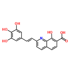 7-Quinolinecarboxylic acid, 8-hydroxy-2-[(1E)-2-(3,4,5-trihydroxyphenyl)ethenyl]- Structure