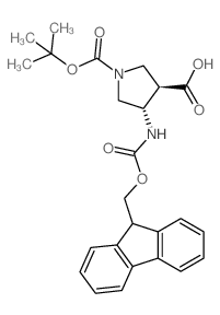 (3R,4s)-1-boc-4-Fmoc-氨基-3-吡咯烷羧酸结构式