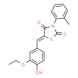 (Z)-5-(3-ethoxy-4-hydroxybenzylidene)-2-thioxo-3-(o-tolyl)thiazolidin-4-one结构式