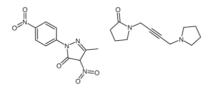 5-methyl-4-nitro-2-(4-nitrophenyl)-4H-pyrazol-3-one,1-(4-pyrrolidin-1-ylbut-2-ynyl)pyrrolidin-2-one Structure