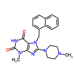 3-Methyl-8-(4-methyl-1-piperazinyl)-7-(1-naphthylmethyl)-3,7-dihydro-1H-purine-2,6-dione结构式
